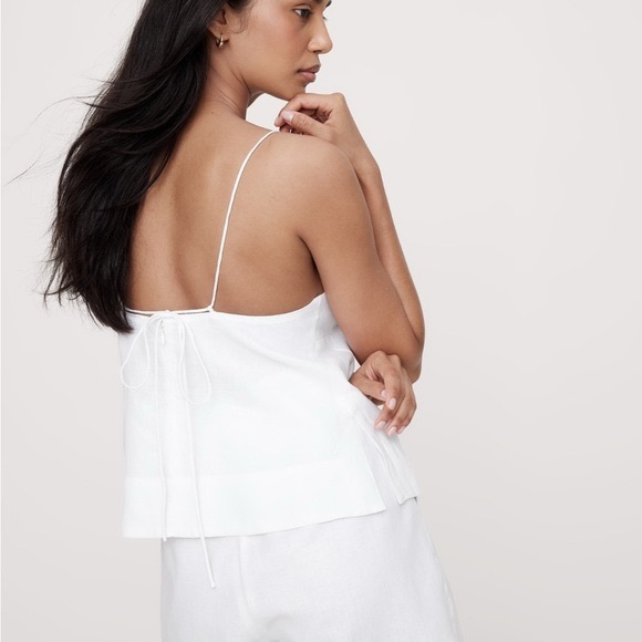 BRAND NEW Banana Republic Cream Tank Top European Flax Linen Striped Design - Picture 5 of 5